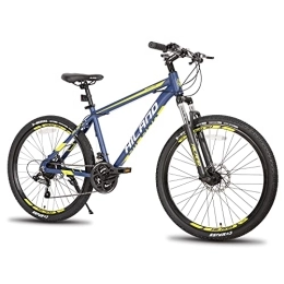 ROCKSHARK Bicicleta Hiland Bicicleta de Montaña MTB 26 Pulgadas con Marco de Aluminio de 432 mm, Bicicleta para Hombre y Mujer con Freno de Disco y Horquilla de Suspensión, Azul Oscuro