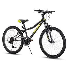 Hiland Bicicleta HILAND Climber Bicicleta Infantil de montaña con Horquilla de suspensión, 6 velocidades, Freno en V, Color Negro…