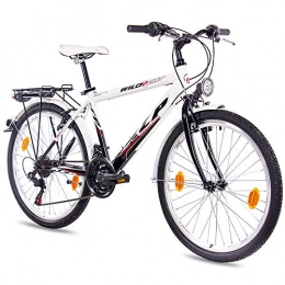 KCP Bicicleta KCP 24" City Comfort Cruiser Youth Bike Boys Wild Cat 18S Shimano Black White - (24 Inch)