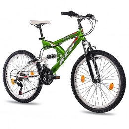 KCP 24" Mountain Bike Youth Kids Bike Panthera 18 Speed Shimano White Green - (24 Inch)
