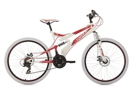 KS Cycling  KS Cycling Bicicleta de montaña Fully Topeka de 26", Color Blanco y Rojo, Unisex