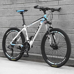 KUKU Bicicletas de montaña KUKU Bicicleta De Montaña con Suspensión Completa 27 Velocidades, Bicicleta De Montaña para Hombres De 26 Pulgadas, Bicicleta De Montaña De Acero con Alto Contenido De Carbono, White and Blue