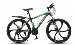 KUYT Bicicletas de montaña KUYT 24 Pulgadas 6 Rueda de Corte Ultraligera Adulto Bicicleta de montaña Doble Freno de Disco Cuadro Acero de Alto Carbono Horquilla absorción de Impactos, Verde, 27 Speed