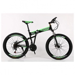 KXDLR Bicicleta KXDLR Bici de montaña Plegable 21-30 Velocidades de Bicicletas Tenedor de suspensión MTB Marco Plegable 26" Ruedas con Frenos de Doble Disco, Verde, 21 Speed