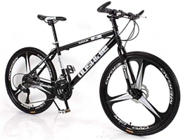 LAZNG Bicicletas de montaña LAZNG MTB MTB Unisex Acero de Alto Carbono Marco de 26 Pulgadas de la Bici de 3 radios Ruedas de Bicicleta de los Hombres for una trayectoria, Rastro y montañas (Color : Negro, tamao : 27 Speed)