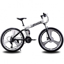 LDDLDG Bicicletas de montaña LDDLDG - Bicicleta de montaña unisex de 26 pulgadas, marco de acero al carbono, 21 velocidades, suspensión completa (color: blanco, tamaño: 24 velocidades)
