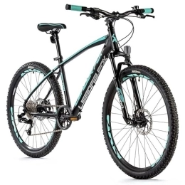Leader Fox  Leader Fox Factor - Bicicleta de montaña (26", aluminio, 8 velocidades, frenos de disco, altura de 41 cm), color negro y turquesa