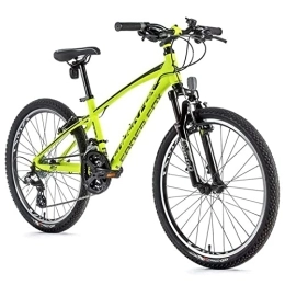 Leader Fox  Leader Fox Spider Boy - Bicicleta de montaña (24 pulgadas, aluminio, 8 marchas), color amarillo neón