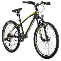 Leader Fox Bicicletas de montaña Leader Fox Spider Boy - Bicicleta de montaña (24 pulgadas, aluminio, 8 marchas), color negro y amarillo