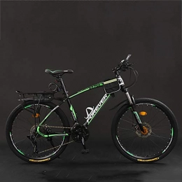 Lhh Bicicleta Lhh Bicicletas de montaña Ligeras, Bicicleta de Carretera de 26 Pulgadas y 21 velocidades, con Doble Freno de Disco, Suspensin Completa Antideslizante, Horquilla de suspensin, Black Green