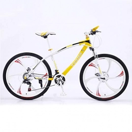 LINGJIE Mountain Bike Unisex, Bicicletas Montaña 24-26 Pulgadas, MTB para Hombre, Mujer, con Asiento Ajustable, Frenos De Doble Disco,Yellow-24inches-24speed-6cutterwheels