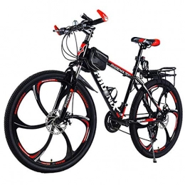 LIXIGB Bicicleta de montaña de 26 Pulgadas, Bicicleta de Carretera de Carbono, con Horquilla de suspensin/Freno de Disco, 21,24,27 velocidades,Black Red 24 Speed,26in