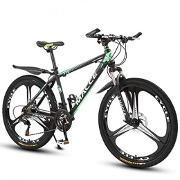 LOISK Bicicletas de montaña LOISK 26 Pulgadas Bicicleta de montaña para Adultos para Adultos Ocio Horquilla Choque Marco de Acero de Alto Carbono Freno de Disco Doble, Black Green, 21 Speed