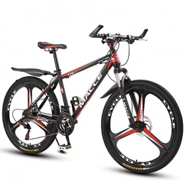 LOISK Bicicleta LOISK 26 Pulgadas Bicicleta de montaña para Adultos para Adultos Ocio Horquilla Choque Marco de Acero de Alto Carbono Freno de Disco Doble, Black Red, 21 Speed