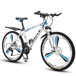 LOISK Bicicletas de montaña LOISK 26 Pulgadas Bicicleta de montaña para Adultos para Adultos Ocio Horquilla Choque Marco de Acero de Alto Carbono Freno de Disco Doble, White Blue, 21 Speed