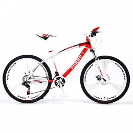 LOISK Bicicletas de montaña LOISK 26 Pulgadas Bicicleta montaña para Adultos para Adultos Ocio Horquilla Choque Marco de Acero de Alto Carbono Freno de Disco Doble, Rojo, 21 Speed