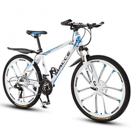 LOISK Bicicleta LOISK Aleación De Aluminio 26 Pulgadas, Bicicleta De Montaña, Bicicleta, Velocidad Variable, Carreras Todoterreno, Absorción De Impactos, White Blue, 21 Speed
