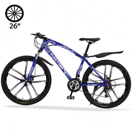 M-TOP Bicicleta M-TOP Bicicleta de Montaña Rodada 26'', Bicicleta para Carretera 24 Velocidad de Carbon Acero, Delantero Suspensión, Doble Freno de Disco Mecánico, Azul, 10 Spokes