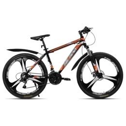  Bicicletas de montaña Mens Bicycle 26 Inch 21 Speed Aluminum Alloy Suspension Fork Bicycle Double Disc Brake Mountain Bike and Fenders (Color : Red) (Orange)