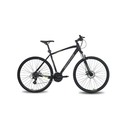  Bicicletas de montaña Mens Bicycle Hybrid Bike Aluminum 24 Speed with Locking Suspension Front Fork Disc Brake City Commuter Comfort Bike (Color : White) (Black)