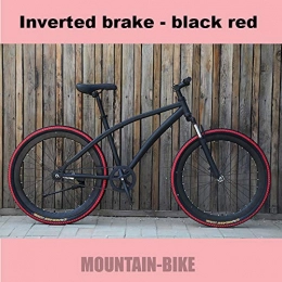 MOBDY Bicicleta de Carretera de 26 Pulgadas Amortiguador de Engranaje Fijo Bicicleta Color de Bicicleta Retro Estudiante Freno de Bicicleta/Doble Freno de Disco Adulto-Negro Rojo (155cm-185cm)