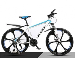 WJSW Bicicletas de montaña Mountain Bike High-Carbon Steel 26 Inches Spoke Wheel Dual Suspension, Mens MTB (Color: Blanco Azul, Tamao: 27 velocidades)