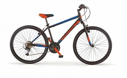 MBM Bicicleta Mountain Bike MBM District de hombre, estructura de acero, horquilla delantera suave, cambio Shimano, 2 colores disponibles, Nero Opaco / Rosso Neon