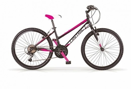 MBM Bicicleta Mountain Bike MBM District de mujer, estructura de acero, horquilla delantera suave, cambio Shimano, 2 colores disponibles, mujer, Nero Opaco / Fuxia Neon