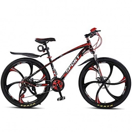Amcerd Bicicletas de montaña Moutain Bike, 26 Pulgadas Acero al Carbono 30 Speed Frenos de Disco Doble suspensin Rojo Section CNeumtico de Seis Hojas
