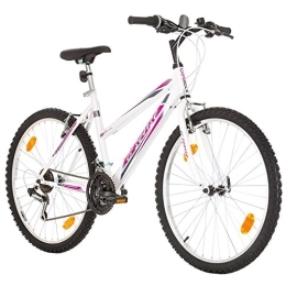Multibrand Distribution Bicicletas de montaña Multibrand, PROBIKE 6th SENSE, 460 mm, 26 pulgadas, Mountain Bike, 18 velocidades, Set de Mudgard, Para mujeres, Blanco-Rosa (Blanco-Rosa (Shimano))