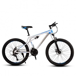ndegdgswg Bicicletas de montaña ndegdgswg Bicicleta de montaña de 24 / 26 pulgadas, color blanco y azul, rueda de radios de doble amortiguación, para adultos, todoterreno, velocidad variable, 24 pulgadas, 27 velocidades.