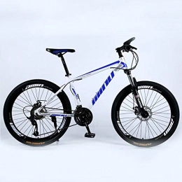  Bicicleta Novokart-Mountain Bike Unisex, Bicicletas montaña 21 / 24 / 27 Pulgadas, MTB para Hombre, Mujer, con Asiento Ajustable, Frenos de Doble DiscoBlanco Azul, 21-Speed Shift, Rueda de radios