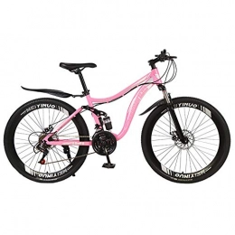 TYSYA Bicicleta TYSYA Bicicleta de montaña de 26 pulgadas, unisex, doble amortiguador, suspensión para todo terreno, freno de disco de 27 velocidades, ciclismo al aire libre, color rosa