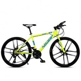 ZKHD Bicicletas de montaña Unisex de montaña a campo compite con la bici, marco de la pintura electrosttica, grueso tubo de acero al carbono de pared, frenos de doble disco y una rueda de bicicleta de montaña, Amarillo, 21 speed