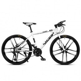 ZKHD Bicicletas de montaña Unisex de montaña a campo compite con la bici, marco de la pintura electrosttica, grueso tubo de acero al carbono de pared, frenos de doble disco y una rueda de bicicleta de montaña, Blanco, 21 speed