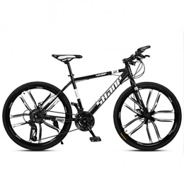 ZKHD Bicicleta Unisex de montaña a campo compite con la bici, marco de la pintura electrosttica, grueso tubo de acero al carbono de pared, frenos de doble disco y una rueda de bicicleta de montaña, Negro, 21 speed