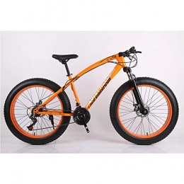VANYA Bicicleta VANYA Bicicleta de montaña para Adultos 26 Pulgadas 21 velocidades Absorción de Doble Choque Neumático Ancho Moto de Nieve Off-Road Playa Bicicleta, Naranja