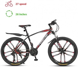 WSJYP Bicicletas de Montaña para Hombre de 26", Bicicleta de Montaña para Adultos Rígida de 27 Velocidades, Freno de Doble Disco con Marco de Acero de Alto Carbono con Asiento Ajustable,10 Knives-Red