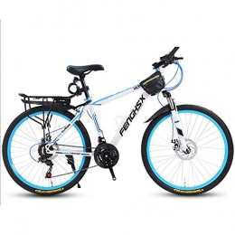 WXX Bicicletas de montaña WXX Bicicleta de montaña para Adultos de 24 Pulgadas, Freno de Disco Doble, Bicicleta de Cola rígida para Estudiantes de Acero con Alto Contenido de Carbono, Azul Blanco, 30 velocidades