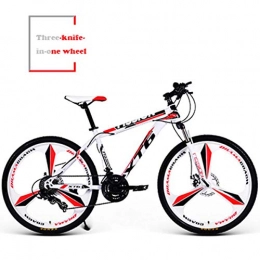 WYN Bicicleta WYN   Speed Bicicleta de Velocidad Variable para Adultos Estudiante Insignia Off-Road Bicicleta de Freno de Disco Doble, Blanco Rojo, 24 velocidades