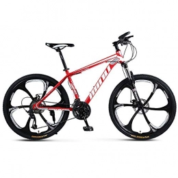 YGRSJ 26"Rueda Bicicleta de montaña de 24 velocidades, Bicicleta de Playa Paseo Deporte de Viaje Blanco/Rojo,Red