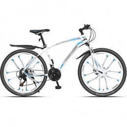 YHRJ Bicicletas de montaña YHRJ Bicicleta De Montaña Bicicleta De Carretera Liviana para Viajes Al Aire Libre, Horquilla Delantera Amortiguadora con Bloqueo De MTB, 4 Formas De Rueda (Color : White Blue B-30spd, Size : 24inch)