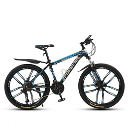 ZLZNX Bicicleta ZLZNX 24 Pulgadas Bicicleta de Montaña Bicicleta para Adultos, Cuadro de Acero de Alto Carbono, Bicicletas de Montaña Rígidas Todo Terreno con Frenos de Disco Cuadro, Azul, 27Speed
