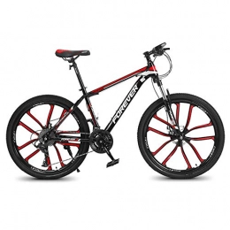 ZWW Bicicleta ZWW Bicicleta De Montaña para Adultos, 26 Pulgadas Y 30 Velocidades Bicicleta De Campo Al Aire Libre Ligera De Aluminio con Suspensión Completa para Desplazamientos / Viajes, 1 Black Red