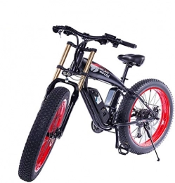 SHOE Electric Mountain Bike 20 Inch Fat Tire Variable Speed Lithium Battery, With Removable Large Capacity Lithium-Ion Battery(48V 500W), Electric Bike for Adults, Black red