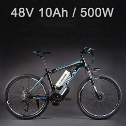 SMLRO Electric Mountain Bike 26" 48V Lithium Battery Aluminum Alloy Electric Bicycle, 27 Speed Electric Bike, MTB / Mountain Bike, adopt Oil Disc Brakes (10Ah Black Blue)
