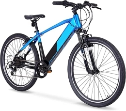 YUANLE Electric Mountain Bike 26” Electric Bike with 36V 7.8Ah Integrated Battery Aluminium Frame Front Suspension - Black / Blue