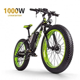 Sea blog Bike 26" Electric mountain bike Double Disc Brake and Full Suspension MountainBike Large Capacity Lithium-Ion Battery48V16Ah1000W Aluminum Alloy Frame Smart LCD Meter 21 Speed, black+green
