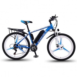 SXZZ Electric Mountain Bike 26'' Electric Mountain Bike, Electric Bicycle with Rear Seat And LED Highlight Light, Removable Large Capacity Lithium-Ion Battery, 21 Speed Gear E-Bike, BlueA, 10AH
