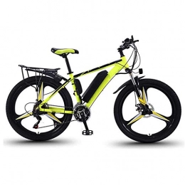 SXZZ Electric Mountain Bike 26'' Electric Mountain Bike, Electric Bicycle with Rear Seat And LED Highlight Light, Removable Large Capacity Lithium-Ion Battery, 21 Speed Gear E-Bike, YellowA, 13AH